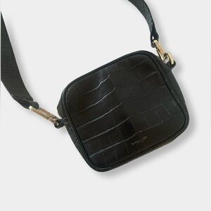 Black Mock Croc Athens Camera Bag by DeMellier